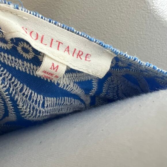 BUNDLE OF 2 Solitaire Top MEDIUM Embroidered Pink Blue Crewneck Scalloped Boho - Picture 5 of 11